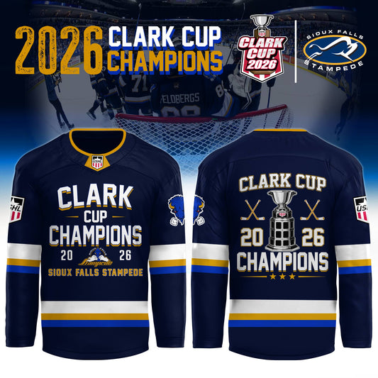 . Sioux Falls Stampede 2026 Clark Cup Champions Jersey Limited Edition