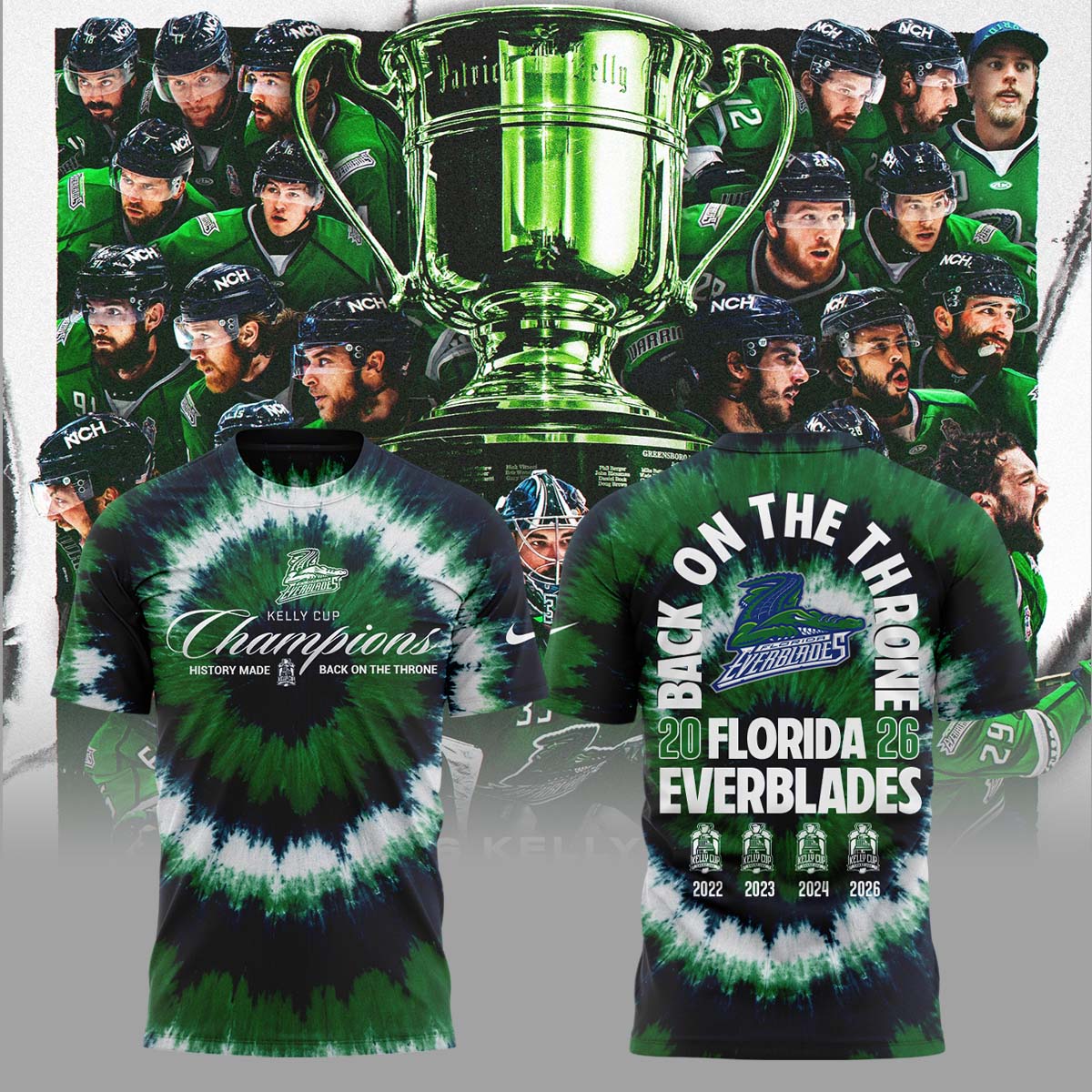 Limited Edition Florida Everblades 2026 Kelly Cup Champions TShirt