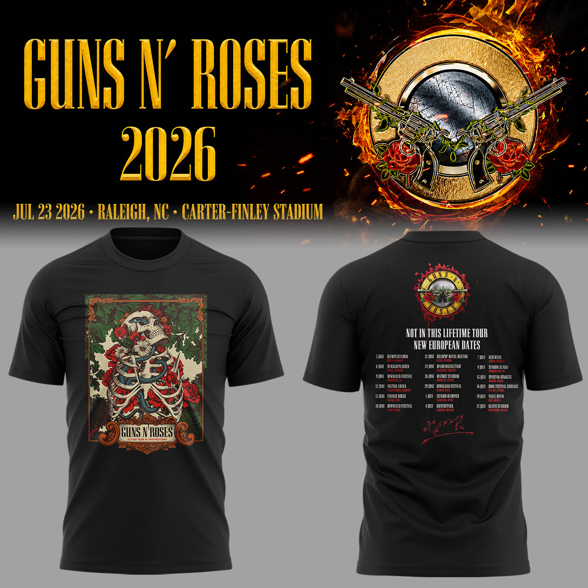 Limited Edition Guns N’ Roses Tour 2026 TShirt
