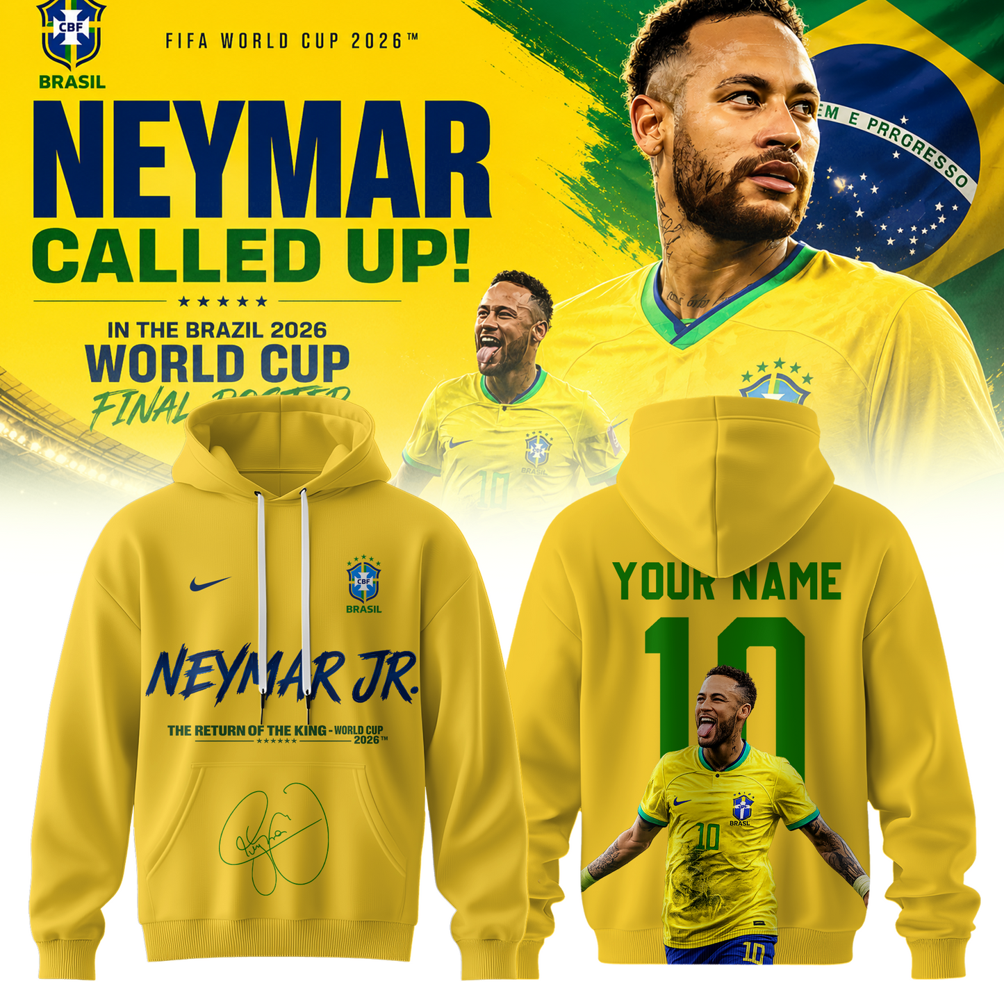 Neymar Is Back – FIFA World Cup 2026 Hoodie Collection