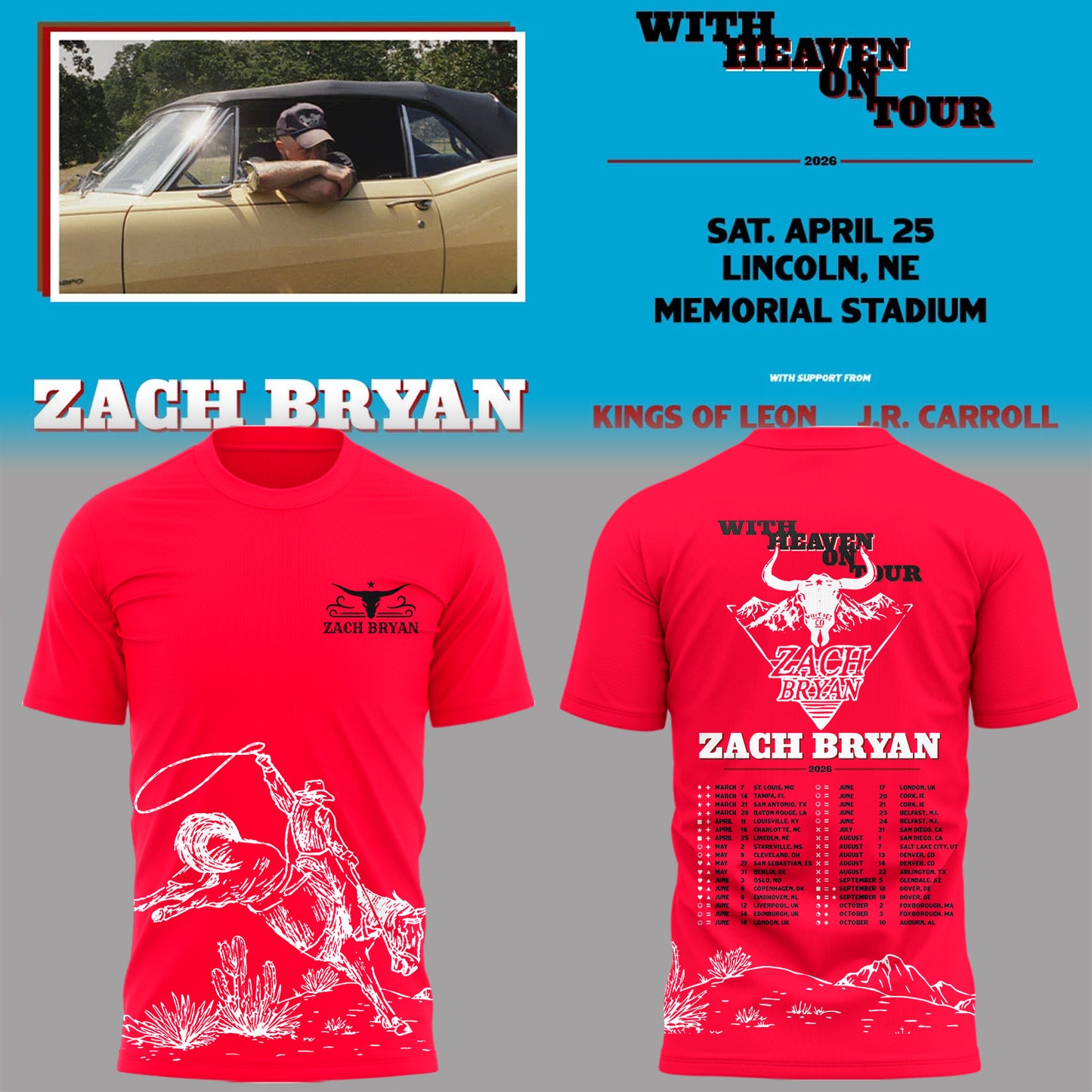 Limited Edition “With Heaven On Tour 2026” at Memorial Stadium Shirt