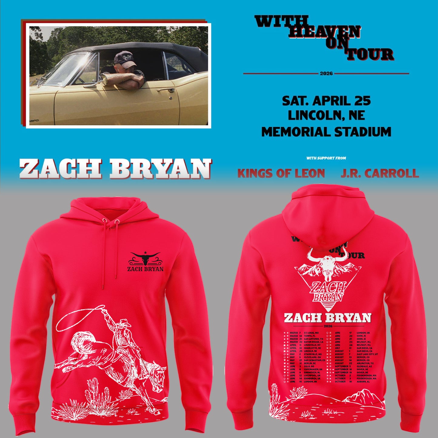 Limited Edition “With Heaven On Tour 2026” at Memorial Stadium Hoodie