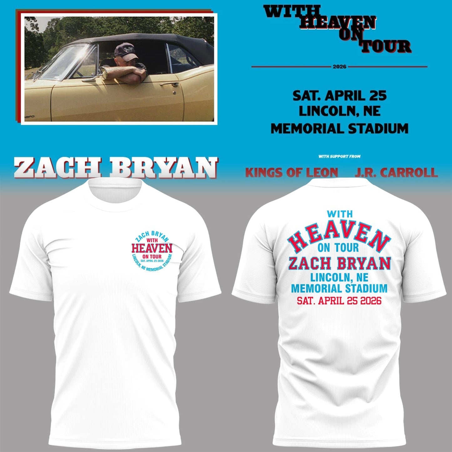 Limited Edition “With Heaven On Tour 2026” at Memorial Stadium Tshirt
