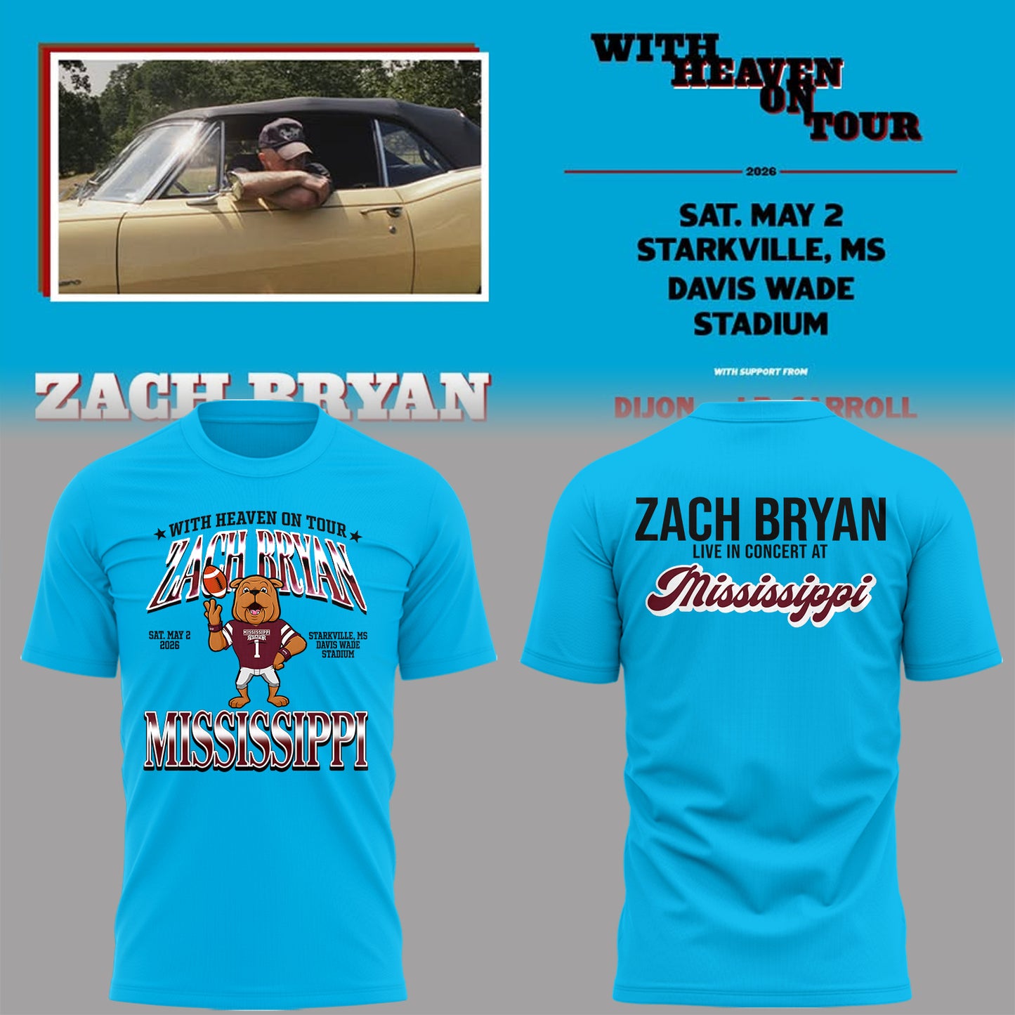 Limited Edition “With Heaven On Tour 2026” at Davis Wade Stadium Shirt