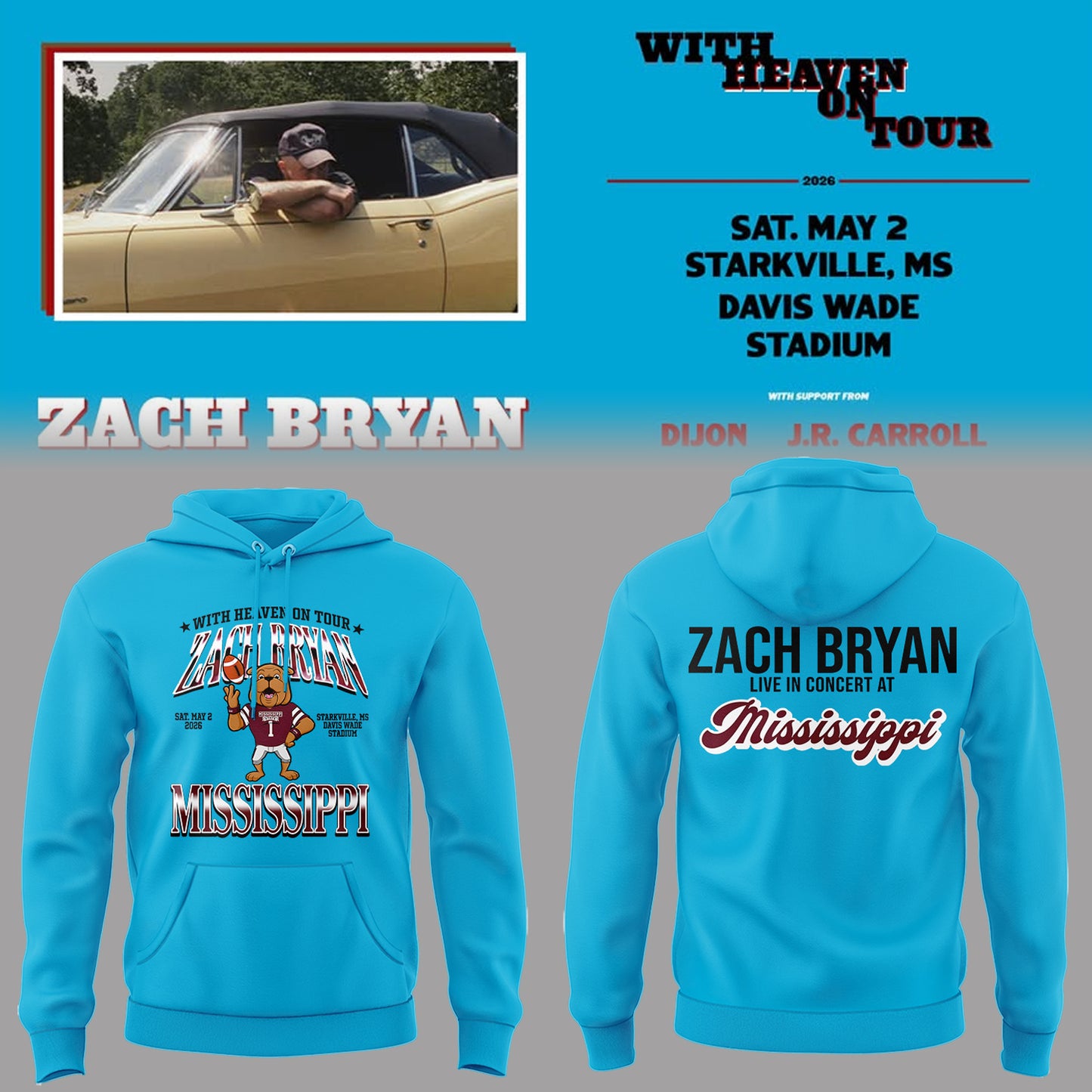 Limited Edition “With Heaven On Tour 2026” at Davis Wade Stadium Hoodie