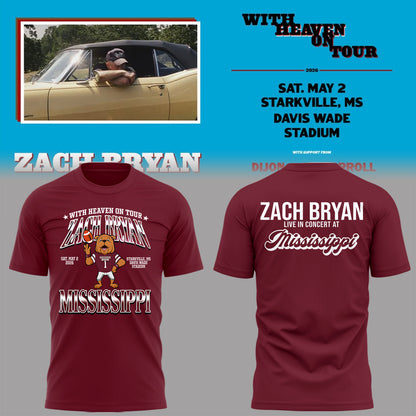 Limited Edition “With Heaven On Tour 2026” at Davis Wade Stadium Shirt