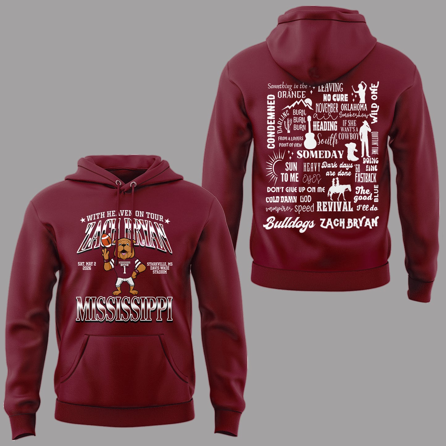 Limited Edition “With Heaven On Tour 2026” at Davis Wade Stadium Hoodie