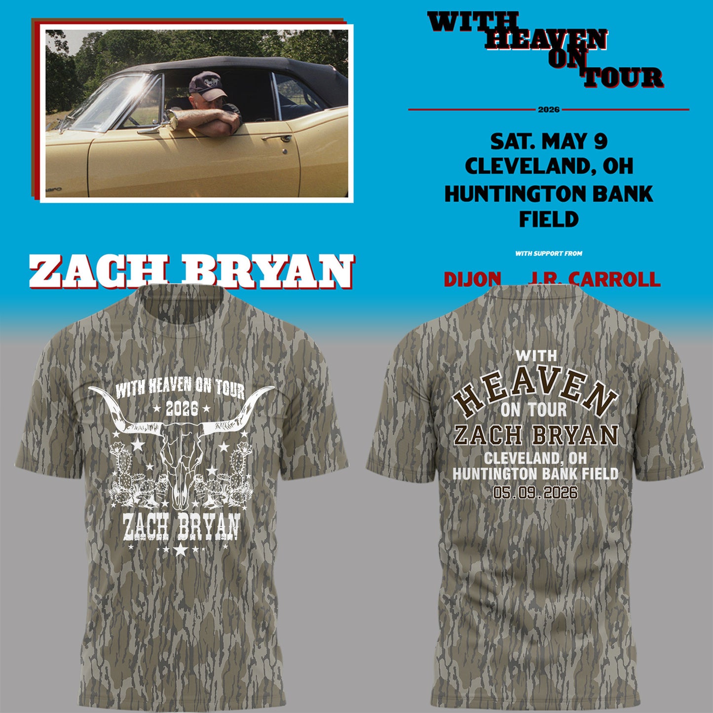 Limited Edition “With Heaven On Tour 2026” at Huntington Bank Field Stadium Shirt