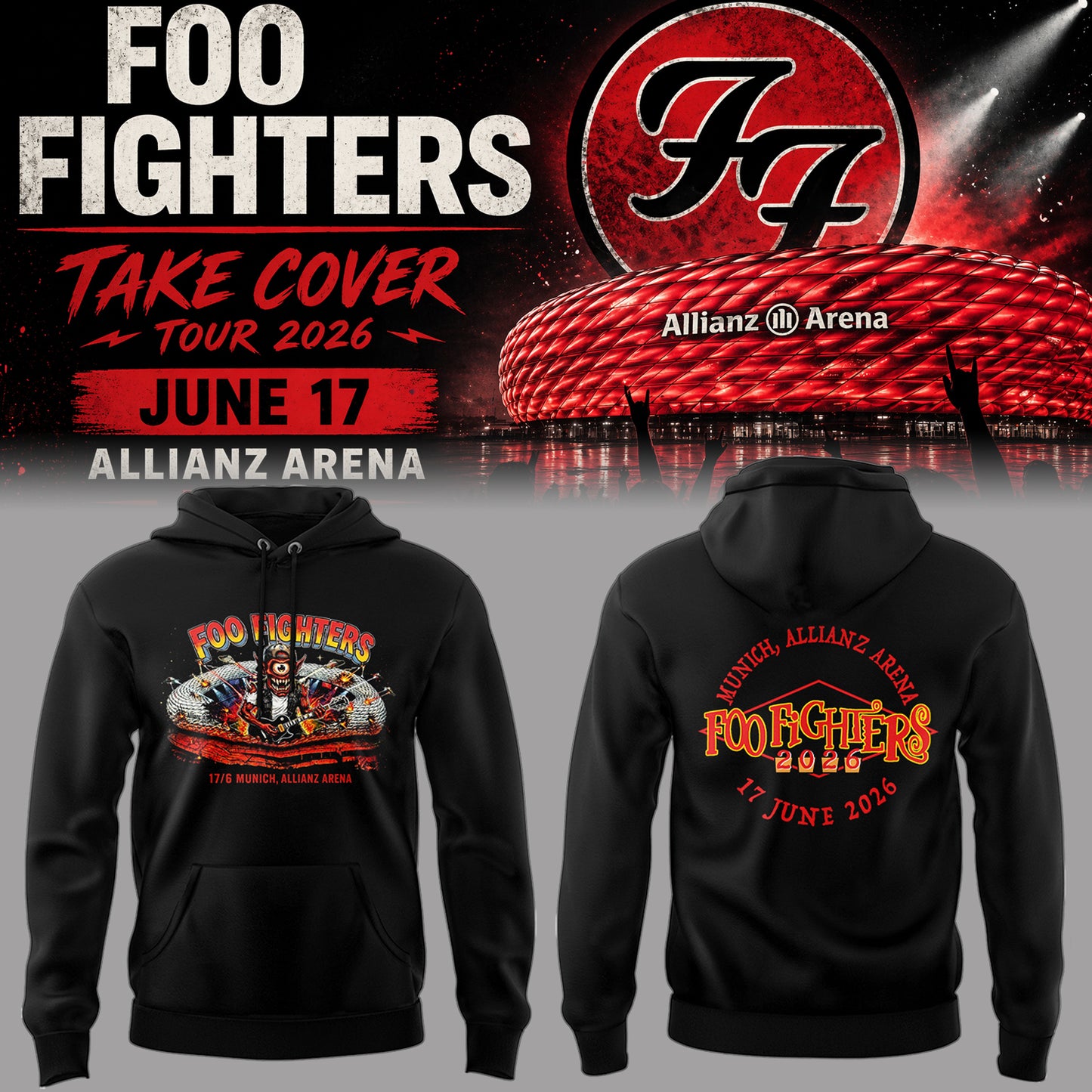 Limited Edition Take Cover Tour 2026 At Allianz Arena, Munich Hoodie