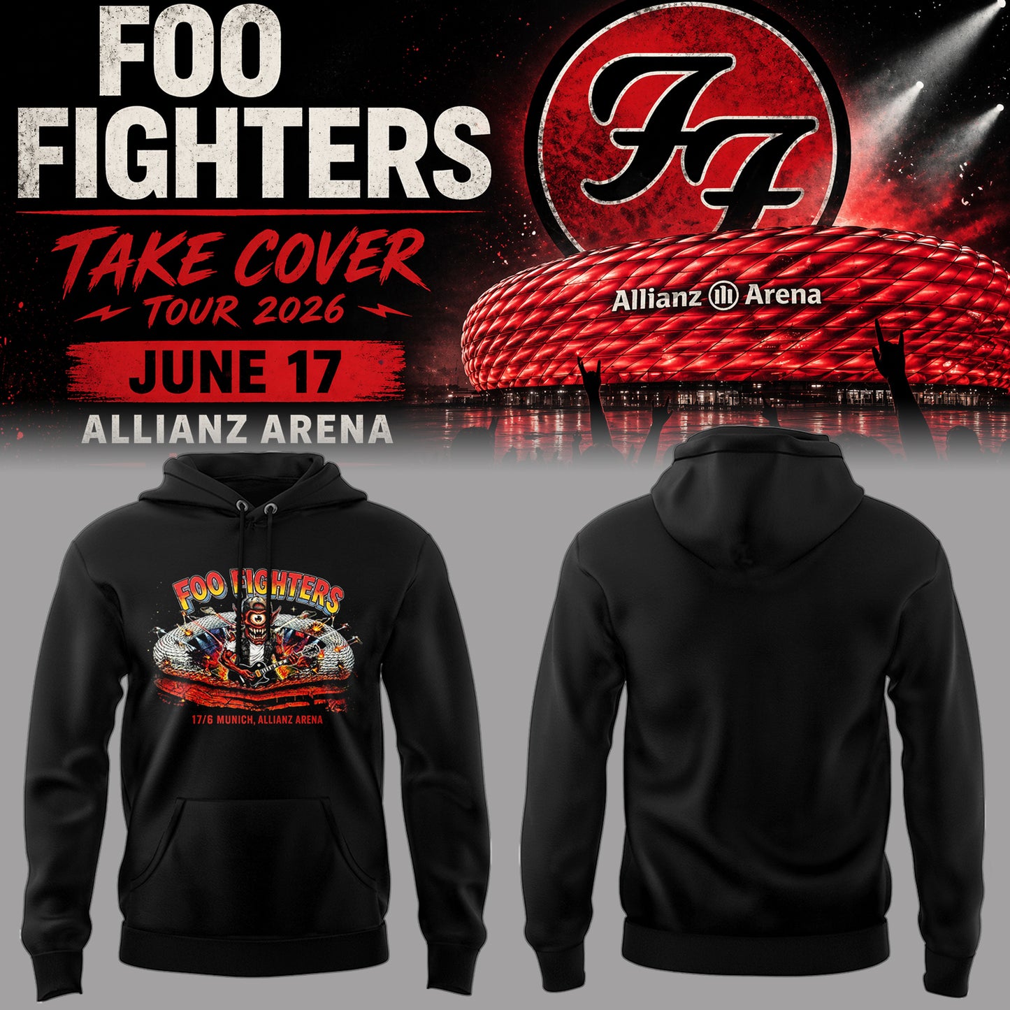 Limited Edition Take Cover Tour 2026 At Allianz Arena, Munich Hoodie