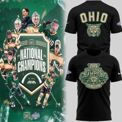 Limited Edition Ohio Bobcat ACHA National Champions 2026🏆TShirt