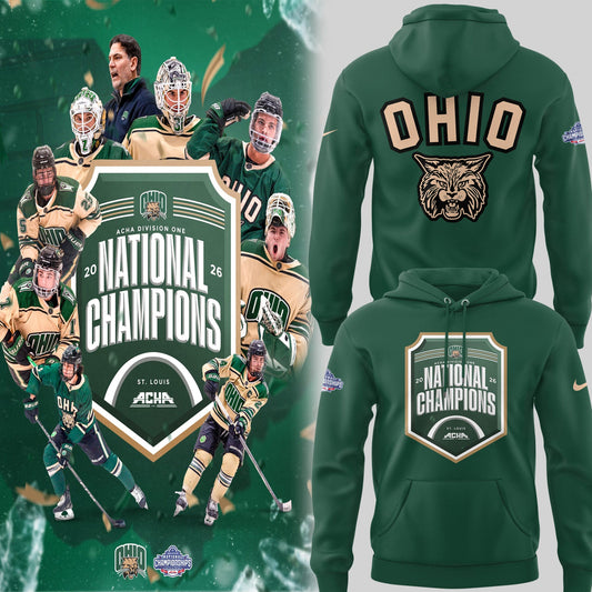 Limited Edition Ohio Bobcat ACHA National Champions 2026🏆Hoodie