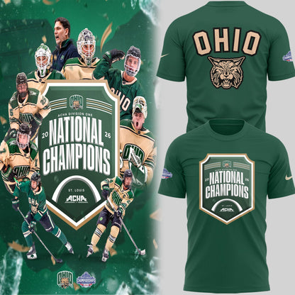 Limited Edition Ohio Bobcat ACHA National Champions 2026🏆TShirt