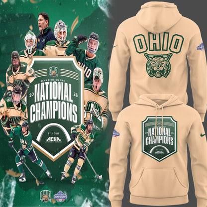 Limited Edition Ohio Bobcat ACHA National Champions 2026🏆Hoodie