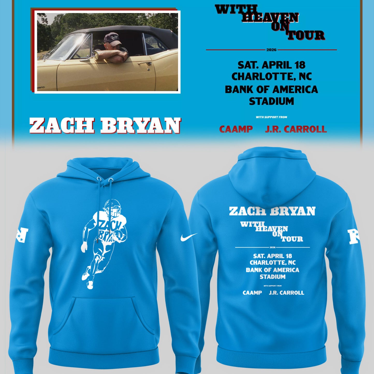 Limited Edition Zach Bryan Charlotte Tour Hoodie 2026