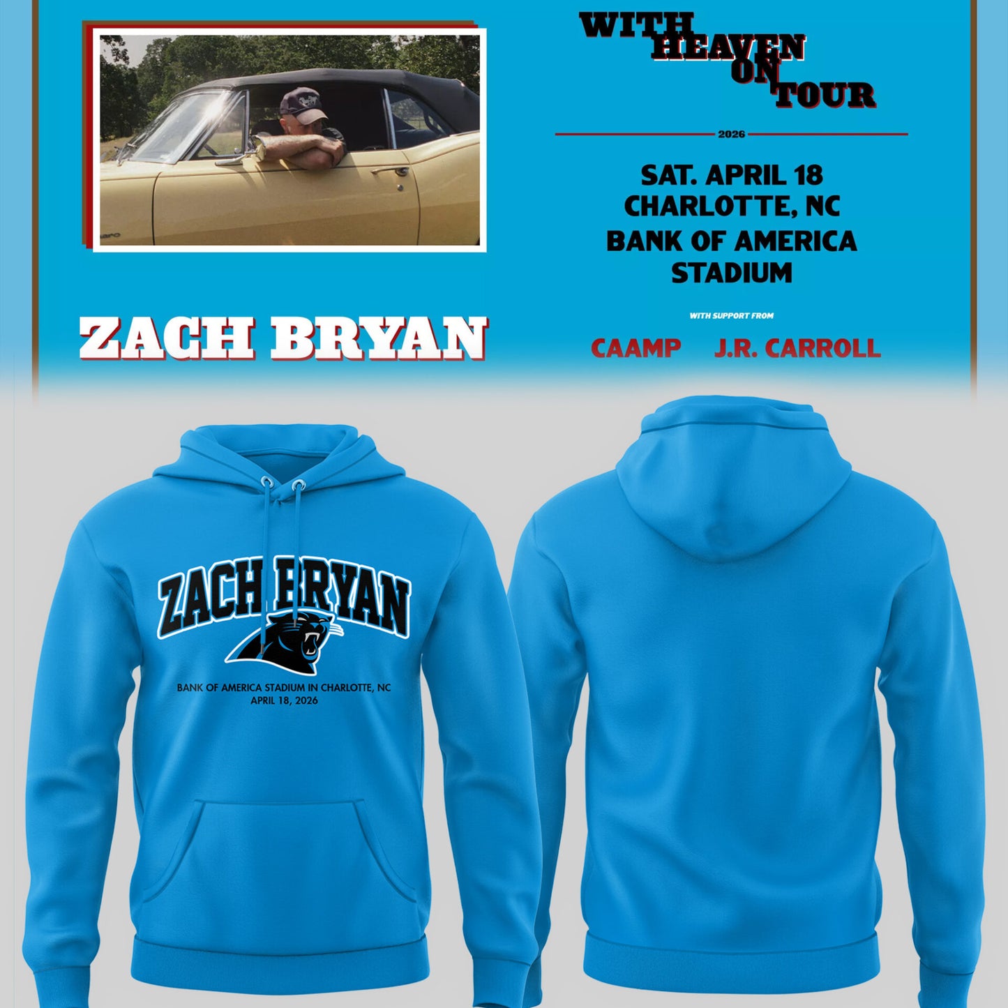 Limited Edition Zach Bryan Charlotte Tour Hoodie 2026