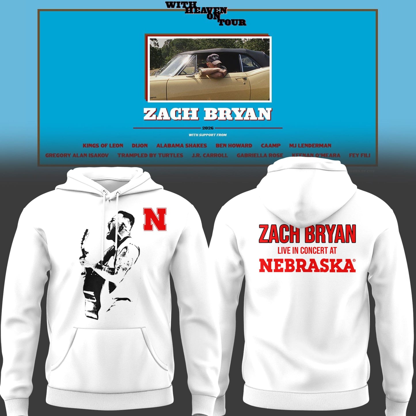 Limited Edition “With Heaven On Tour 2026.” at Memorial Stadium Hoodie-PU26042506
