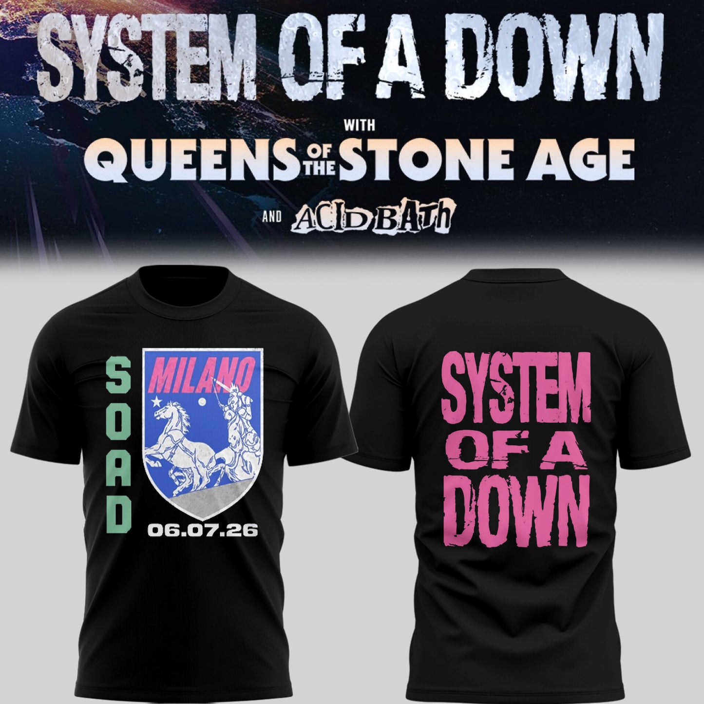 Limited Edition SOAD UK & Europe Stadium Tour 2026 T-Shirt