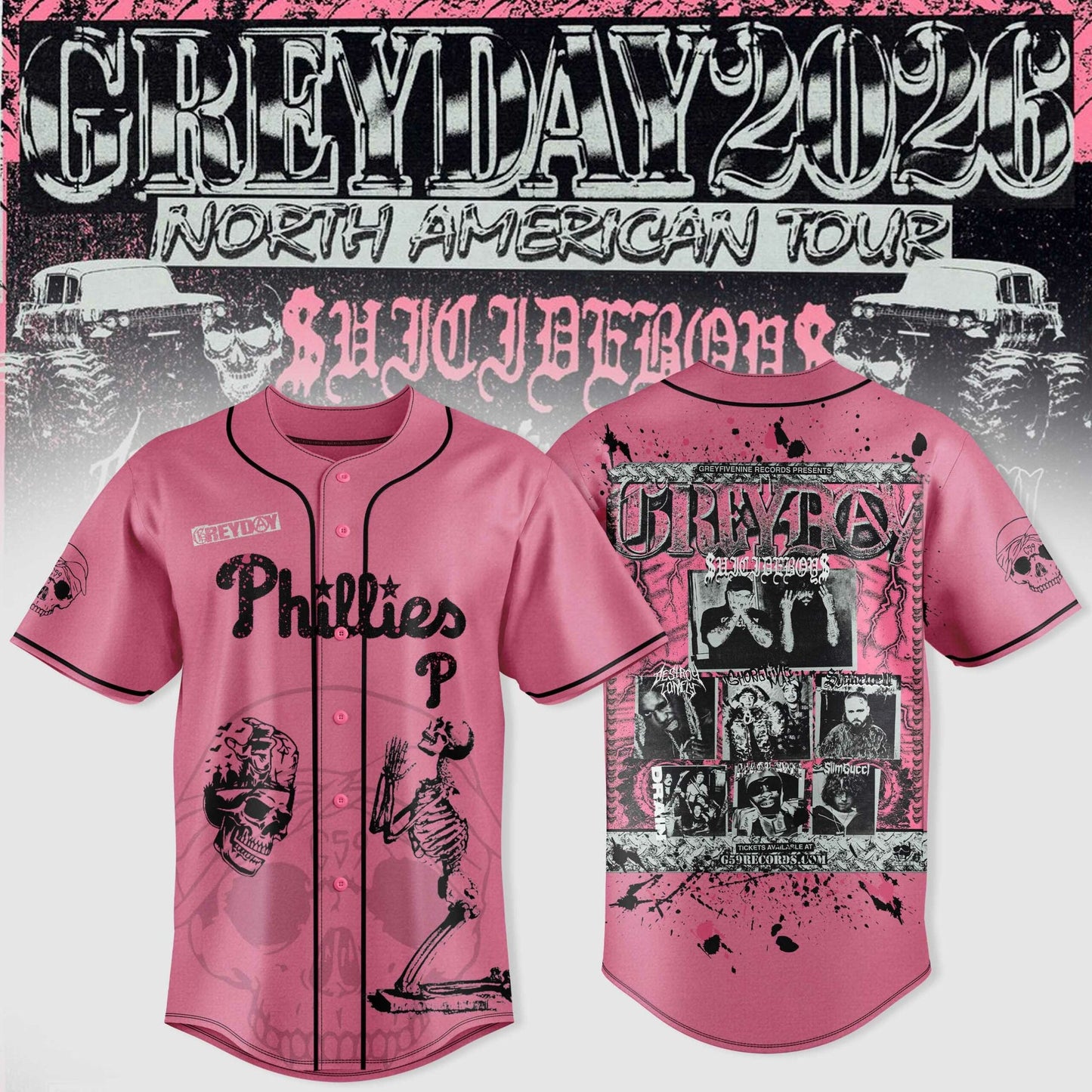 Philadelphia Phillies X $uicideboy$ Greyday 2026 – North American Tour Jersey
