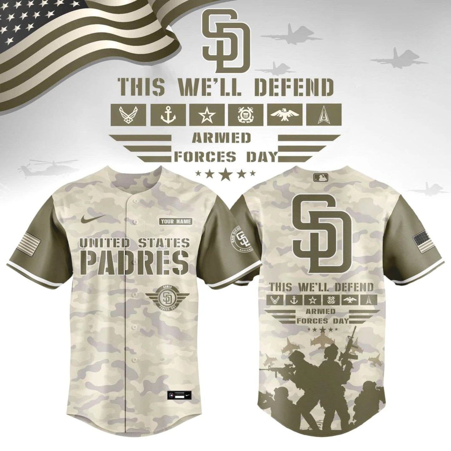 ALL TEAM Armed Forces Day Appreciation Night 2026 Edition Baseball Jersey