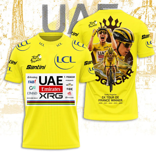 Limited Editon Tadej Pogacar 2026 5X Tour de France Winner Shirt