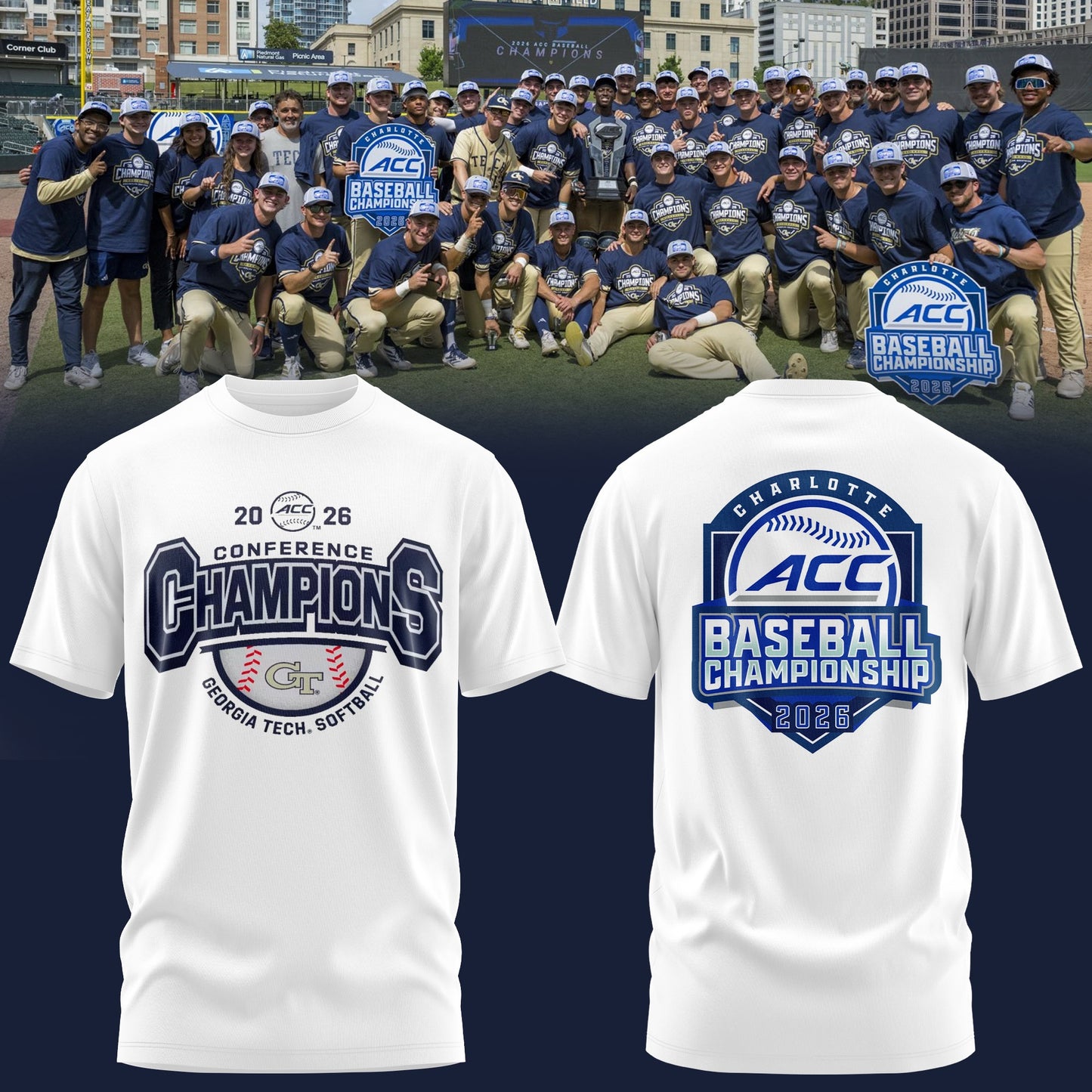 Georgia Tech Baseball TOURNAMENT AND REGULAR SEASON CHAMPIONS T-Shirt