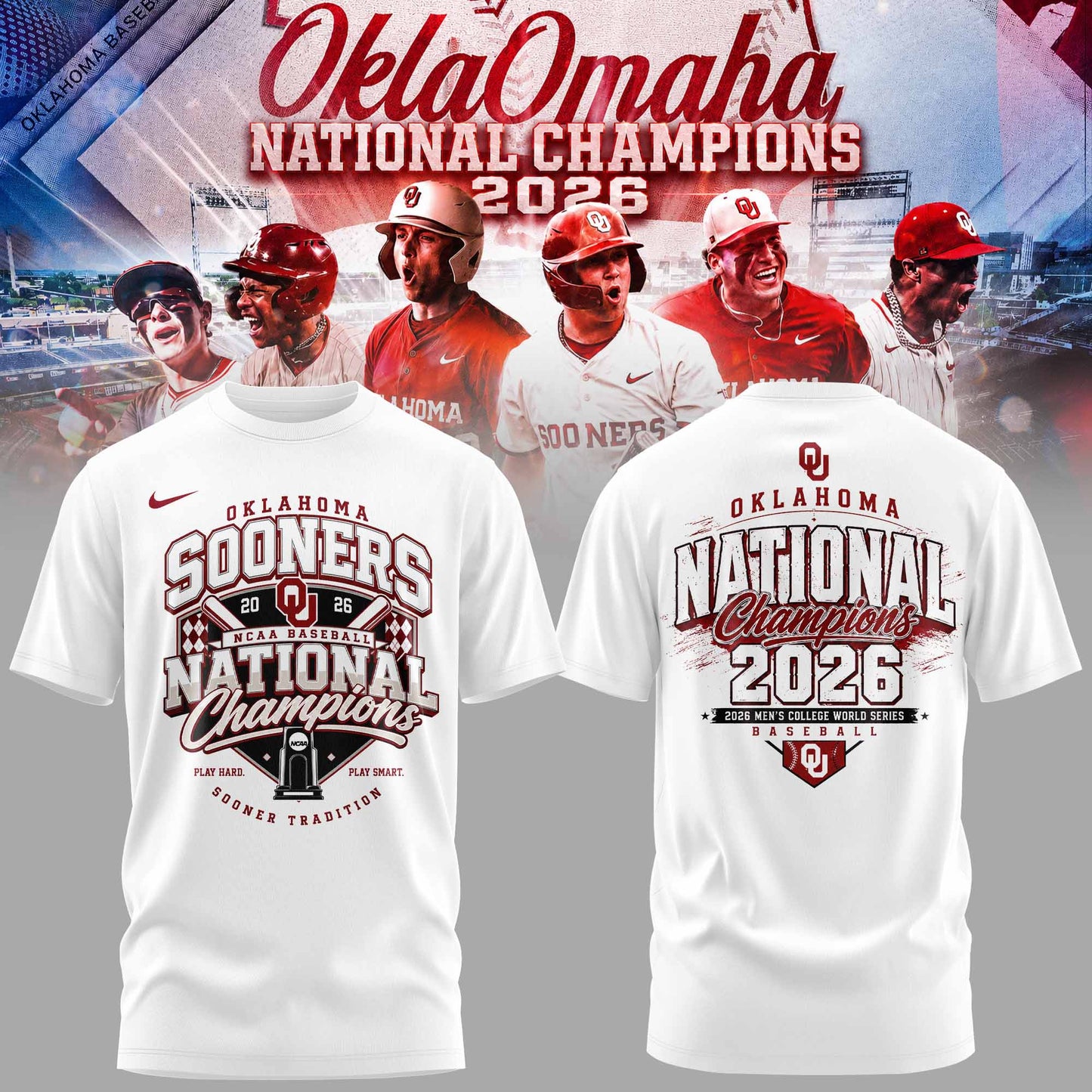 Oklahoma Sooners Baseball 2026 National Champions Tee
