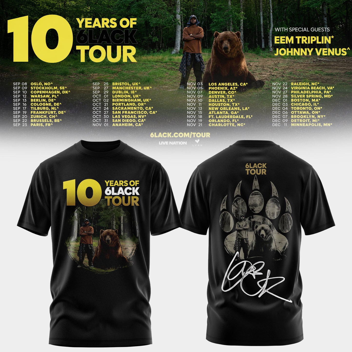 10 Years of 6LACK Tour T-shirt