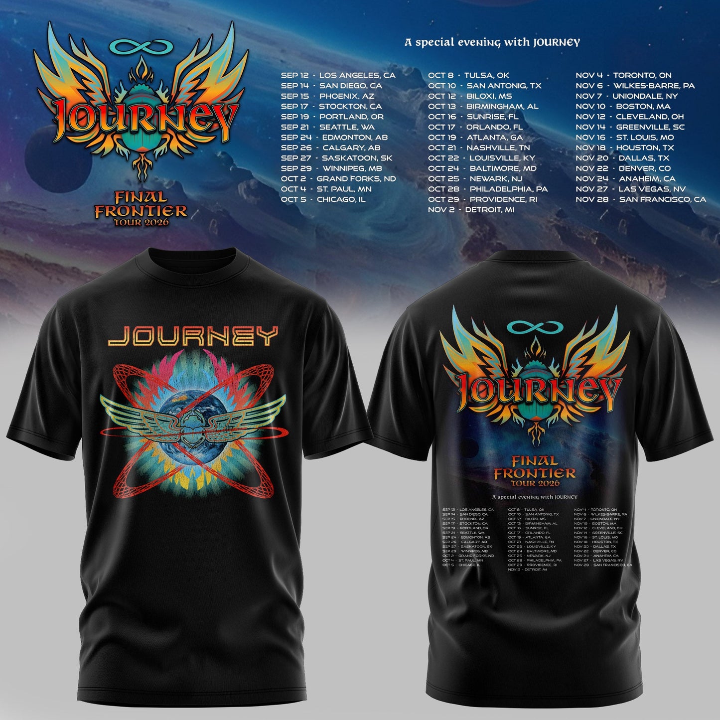 JOURNEY – FINAL FRONTIER 2026 TOUR T-SHIRTS | LIMITED DROP
