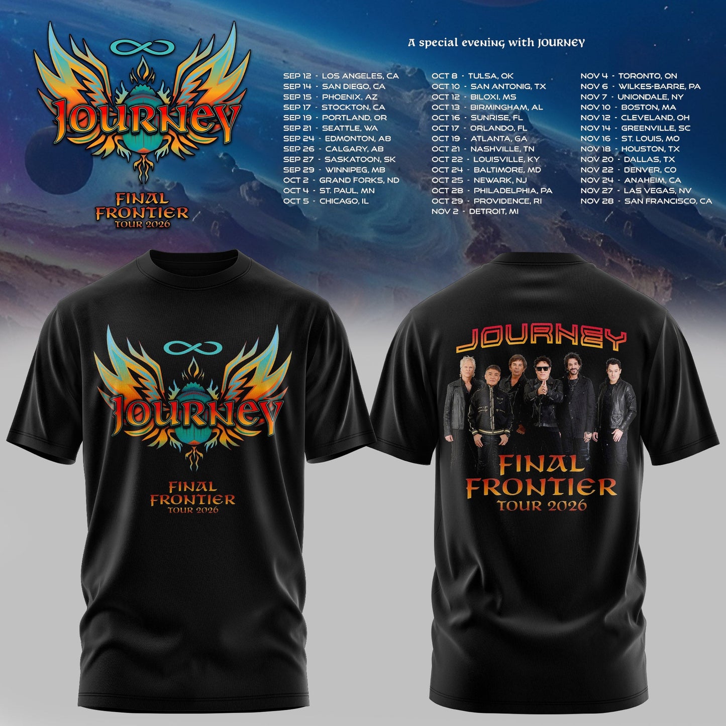 JOURNEY – FINAL FRONTIER 2026 TOUR T-SHIRTS | LIMITED DROP