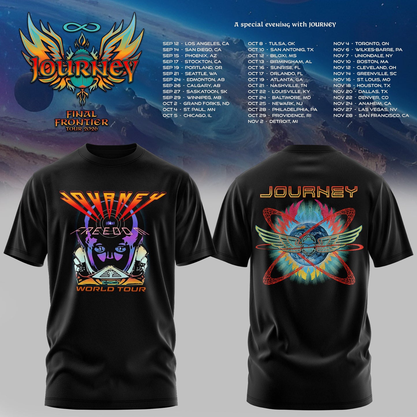 JOURNEY – FINAL FRONTIER 2026 TOUR T-SHIRTS | LIMITED DROP