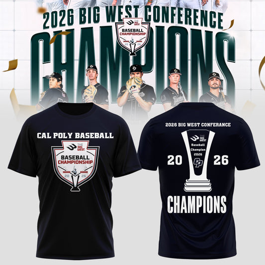 _ Big West Conference 2026 Champions – Cal Poly Mustangs Baseball Tee