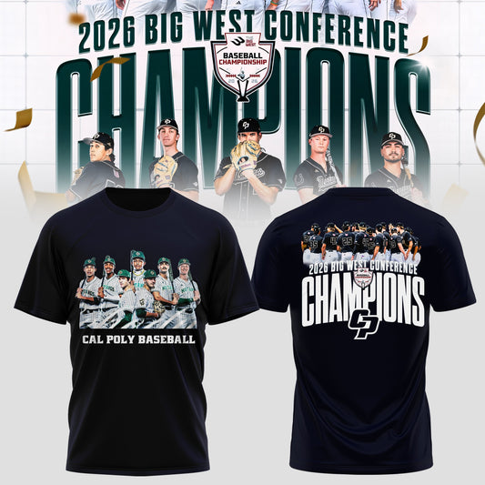 _ Big West Conference 2026 Champions – Cal Poly Mustangs Baseball Tee