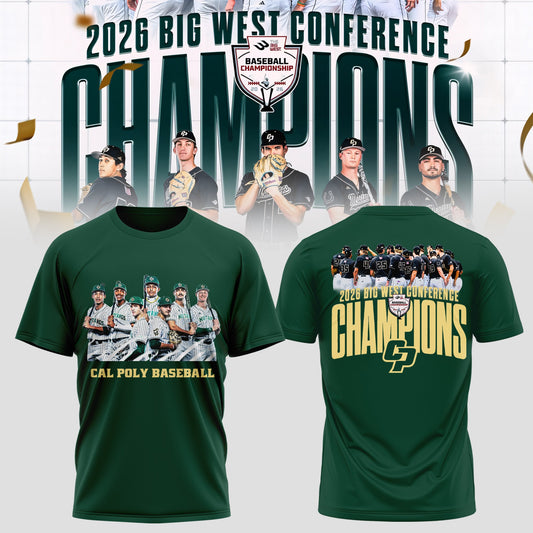 _ Big West Conference 2026 Champions – Cal Poly Mustangs Baseball Tee
