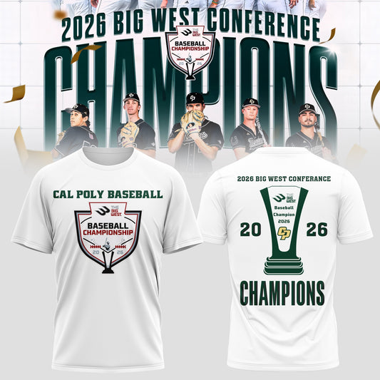 _ Big West Conference 2026 Champions – Cal Poly Mustangs Baseball Tee