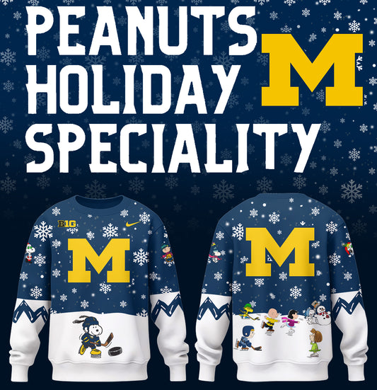 Limited Edition Michigan Ice Hockey Peanuts Holiday Speciality Sweatshirt 2024