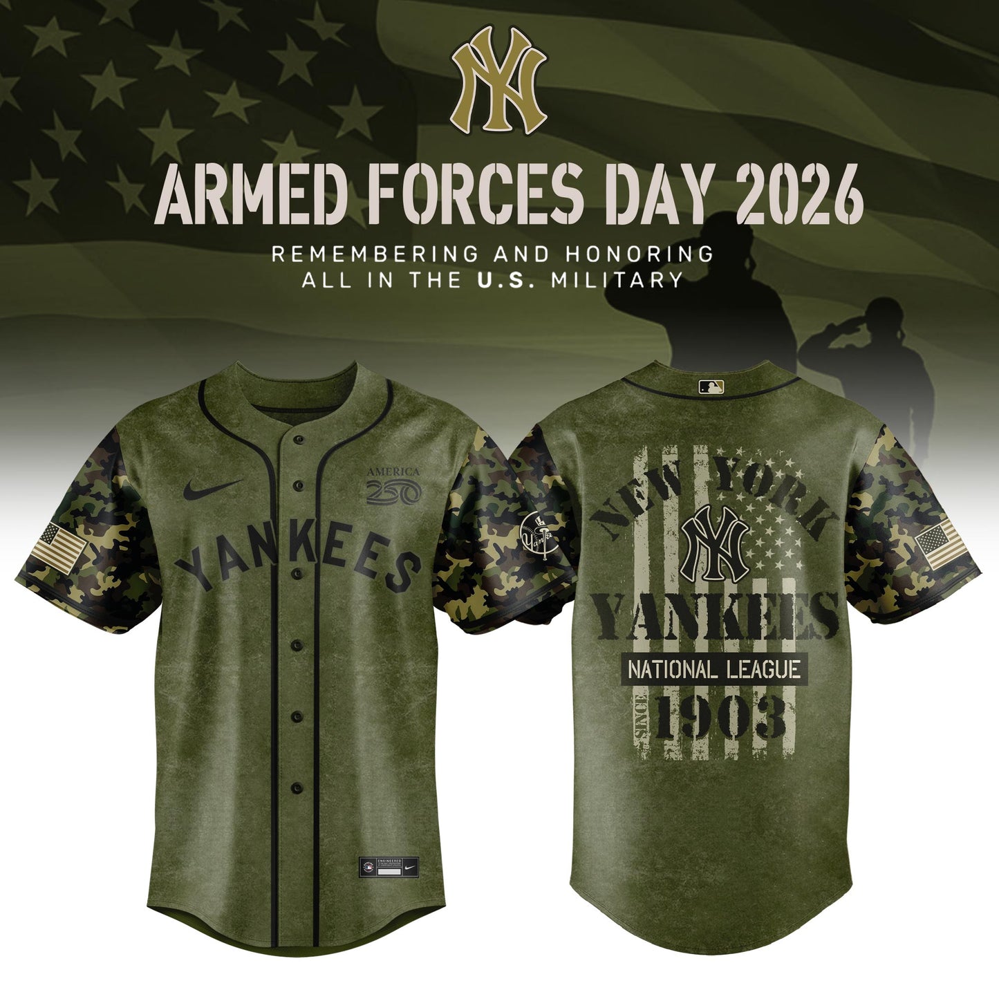 ALL TEAM Armed Forces Day Appreciation Night 2026 Edition Baseball Jersey