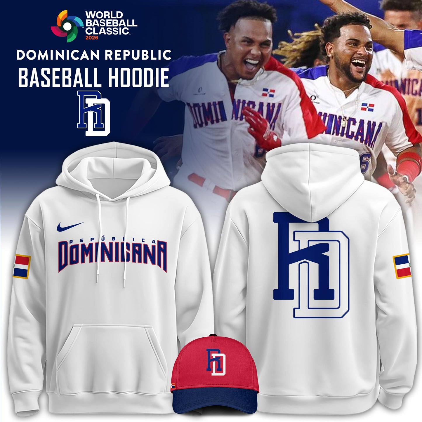 Dominican Republic Baseball 2026 World Baseball Classic Hoodie Limited Edition White