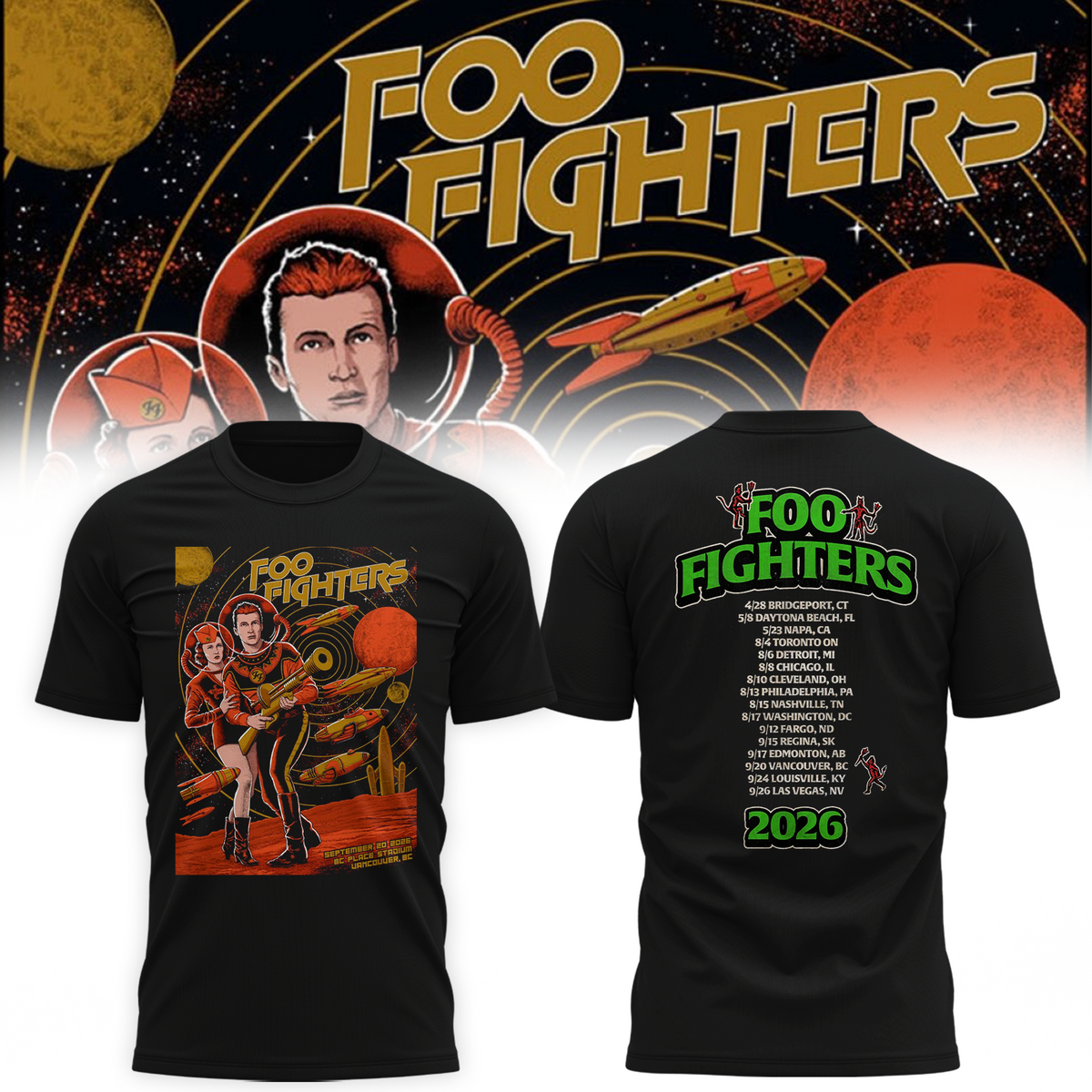 Foo Fighters Vancouver BC 2026 Event Poster Live At BC Place Stadium On September 20 2026 Shirt