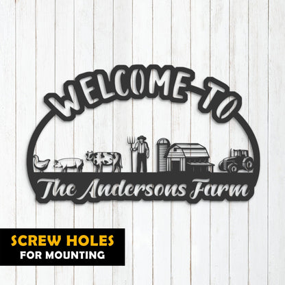 Personalized Welcome to our farm, Custom name farm house sign, barn ranch metal sign