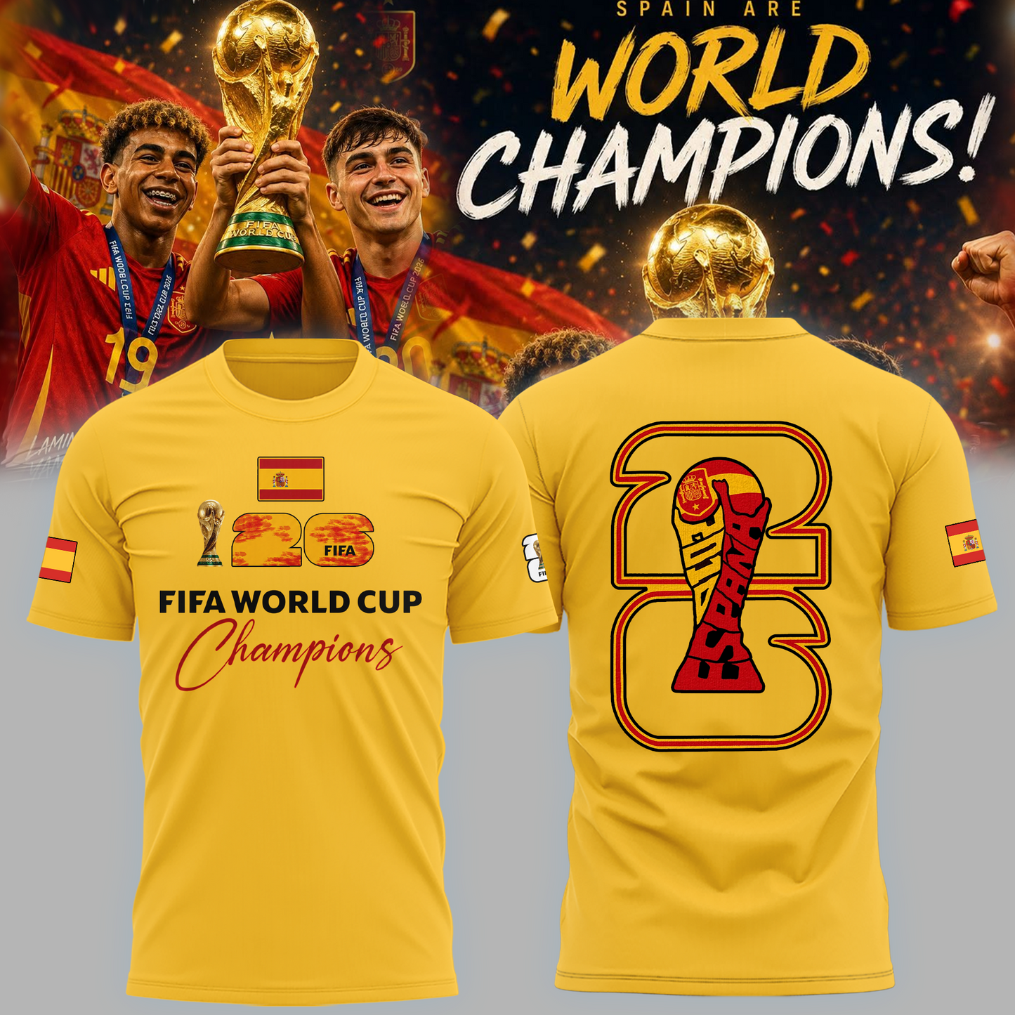 Limited Edition Spain National Football Team 2026 Wolrd Cup Champions Shirt