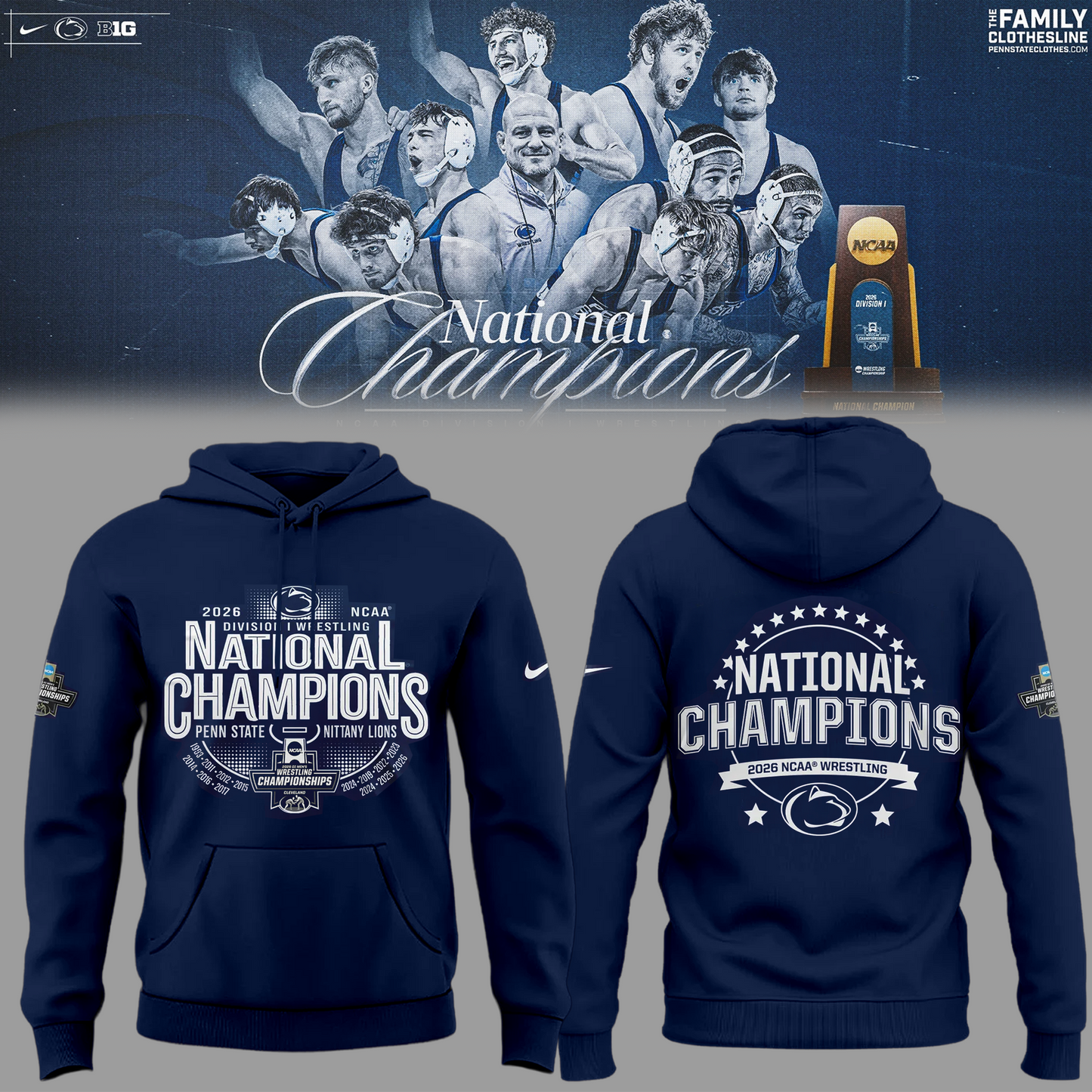 Penn State Nittany Lions 2026 NCAA Wrestling National Champions Hoodie