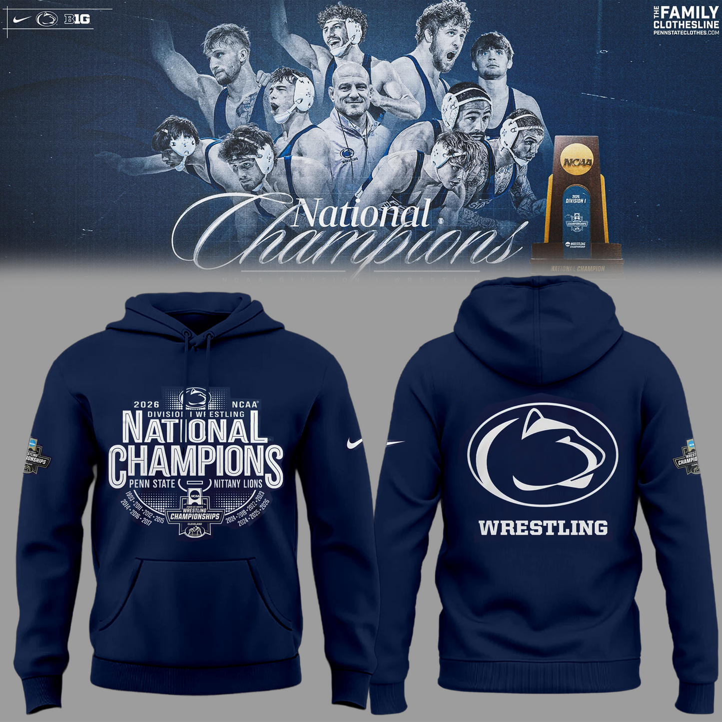 Penn State Nittany Lions 2026 NCAA Wrestling National Champions Hoodie