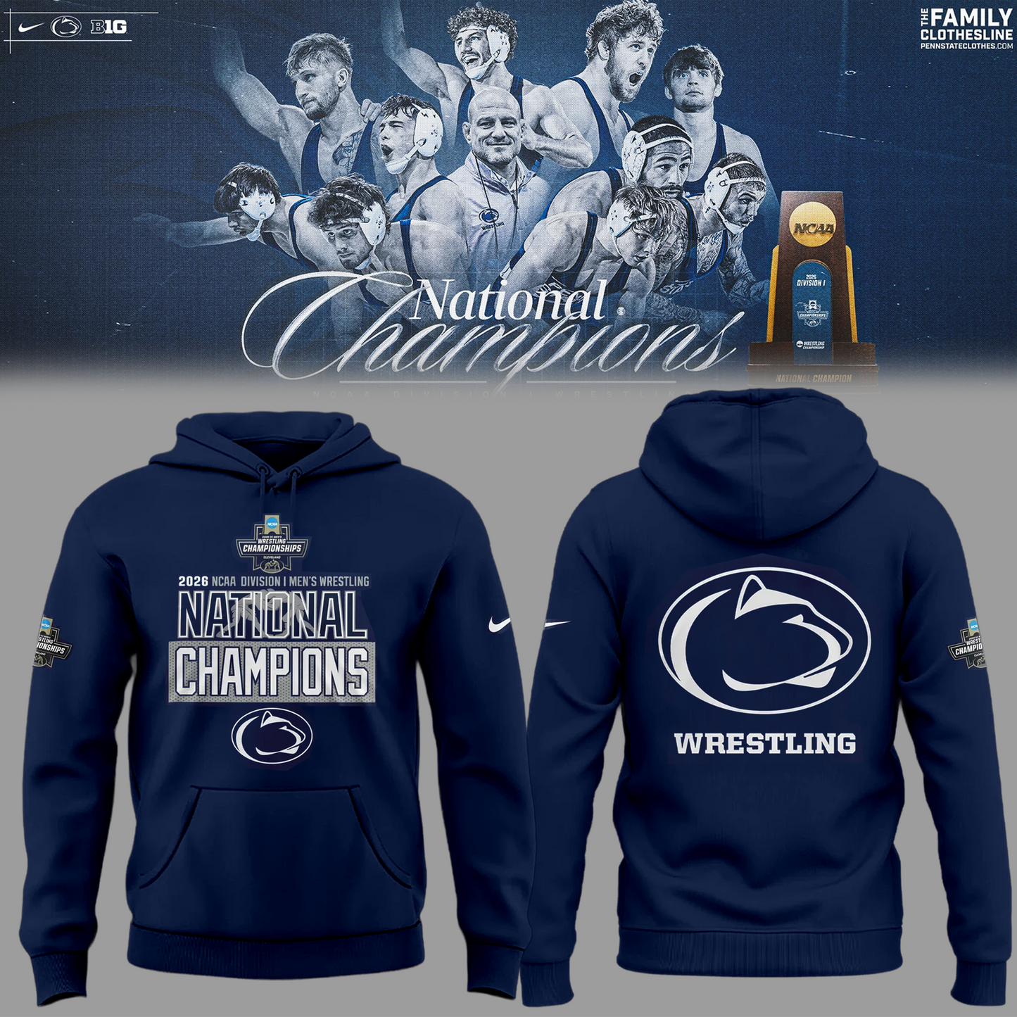 Penn State Nittany Lions 2026 NCAA Wrestling National Champions Hoodie