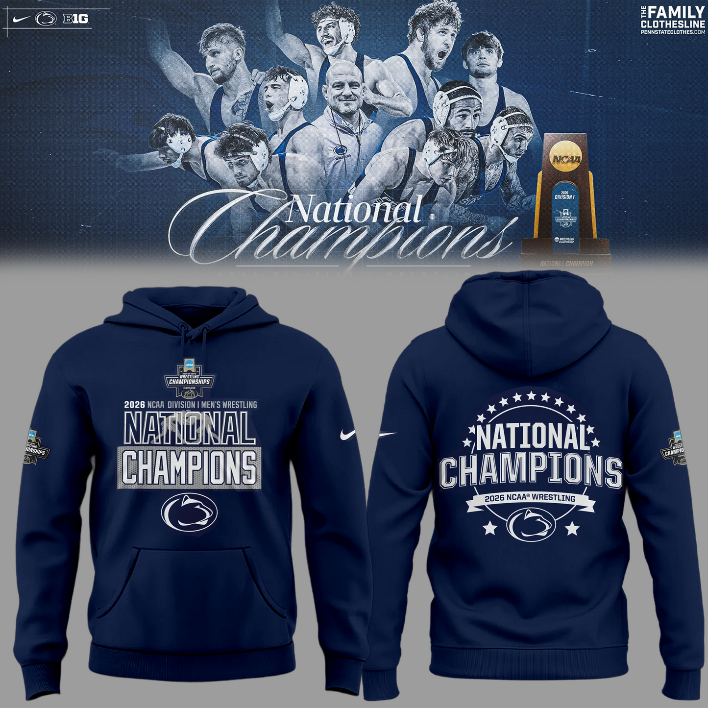 Penn State Nittany Lions 2026 NCAA Wrestling National Champions Hoodie