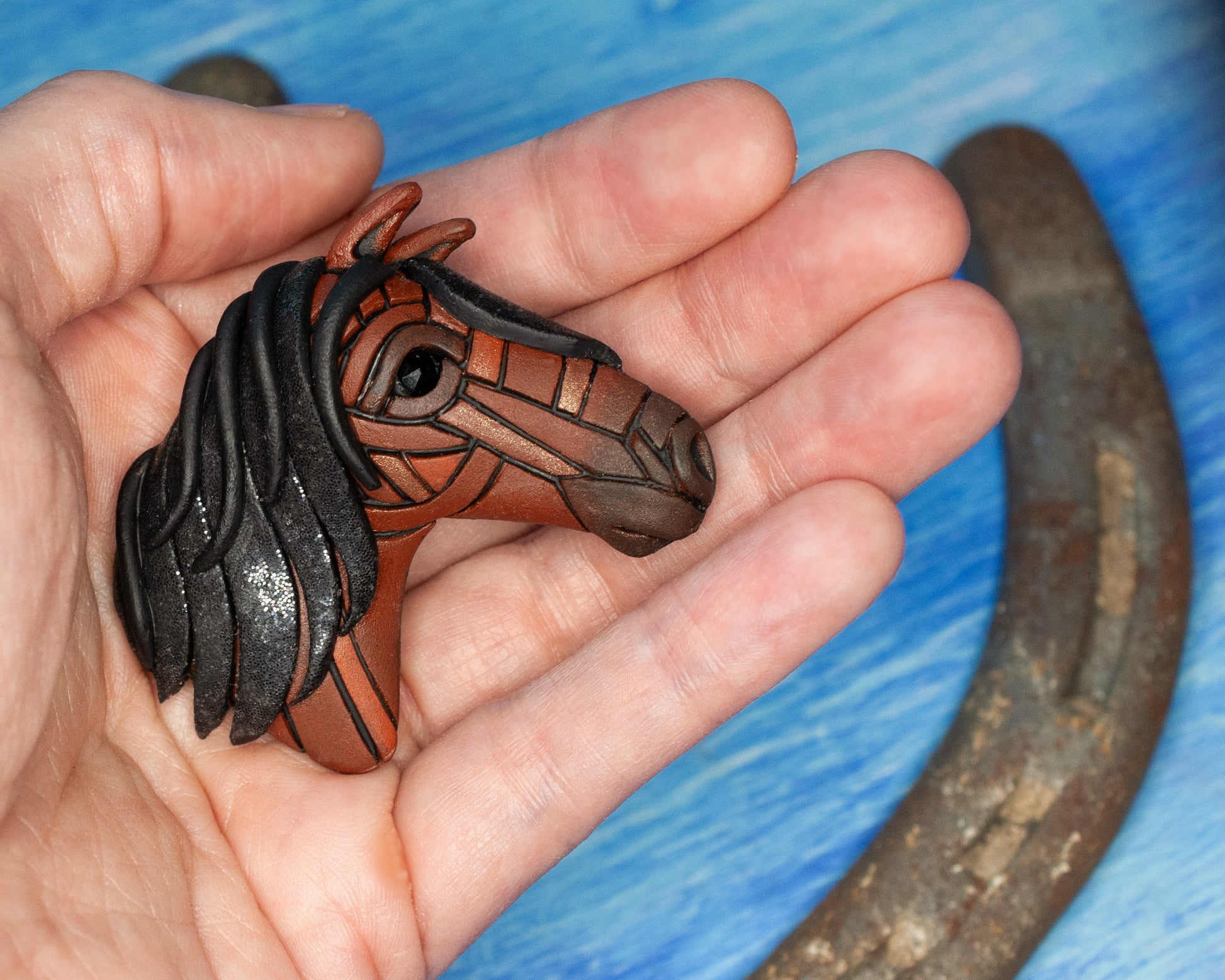 Bay Horse Necklace Pin or Purse Charm, Leather Cord with tassel, Personalized Option, Rustic, Western, Brown, American West, Spirit Animal