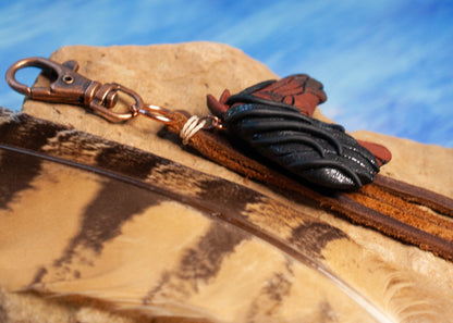 Bay Horse Necklace Pin or Purse Charm, Leather Cord with tassel, Personalized Option, Rustic, Western, Brown, American West, Spirit Animal