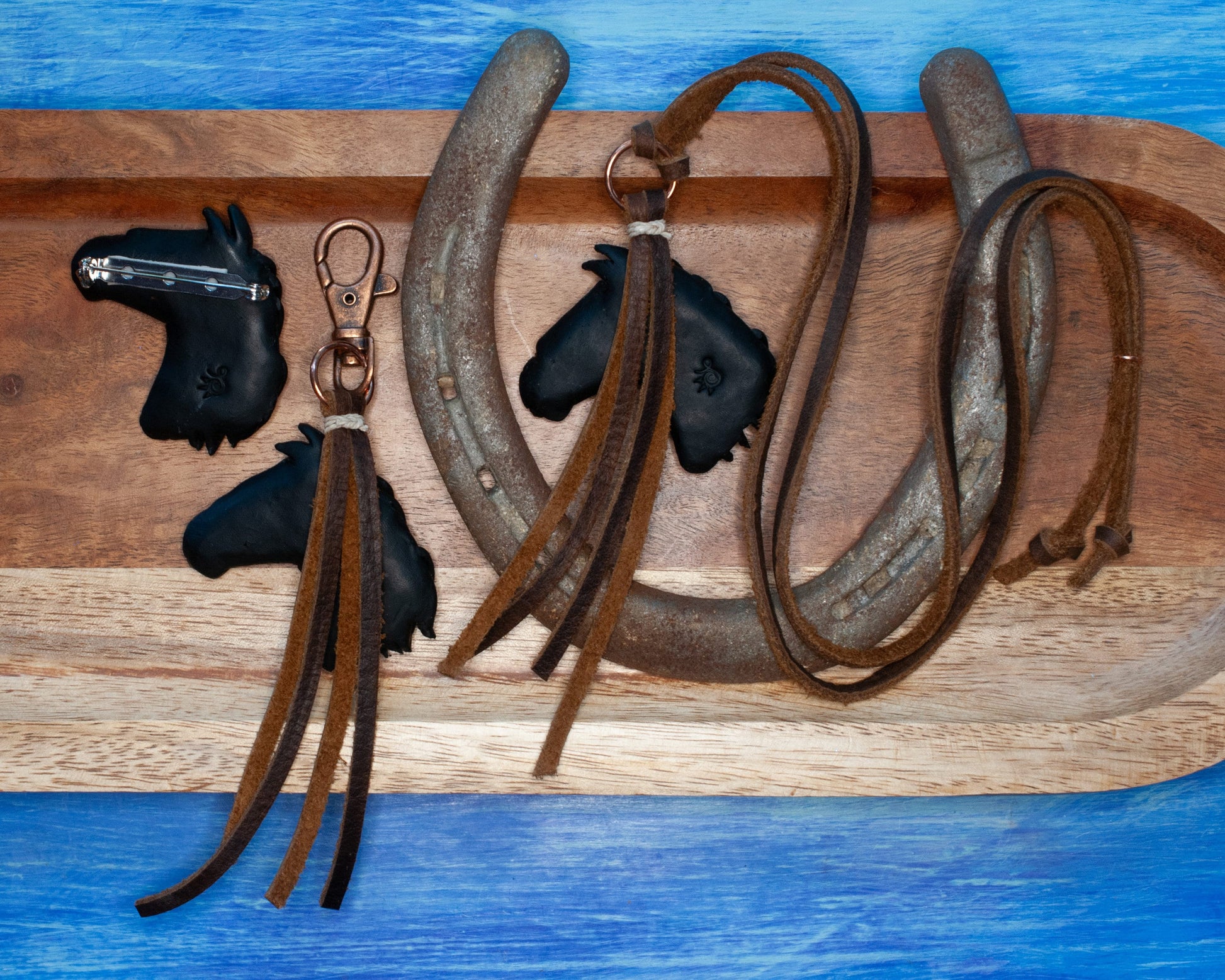 Bay Horse Necklace Pin or Purse Charm, Leather Cord with tassel, Personalized Option, Rustic, Western, Brown, American West, Spirit Animal