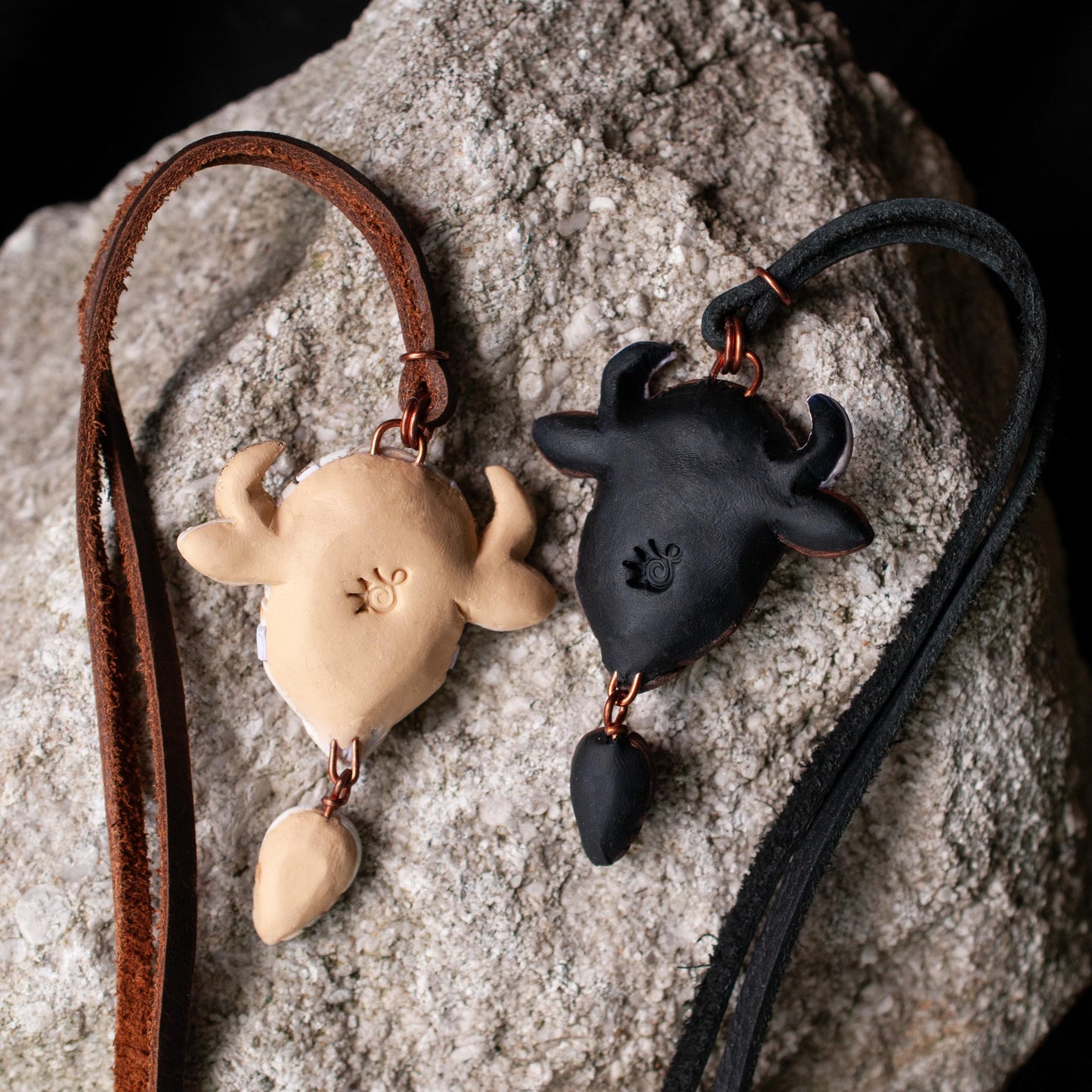 White or Brown Bison Buffalo Necklace: Handmade Western Gift