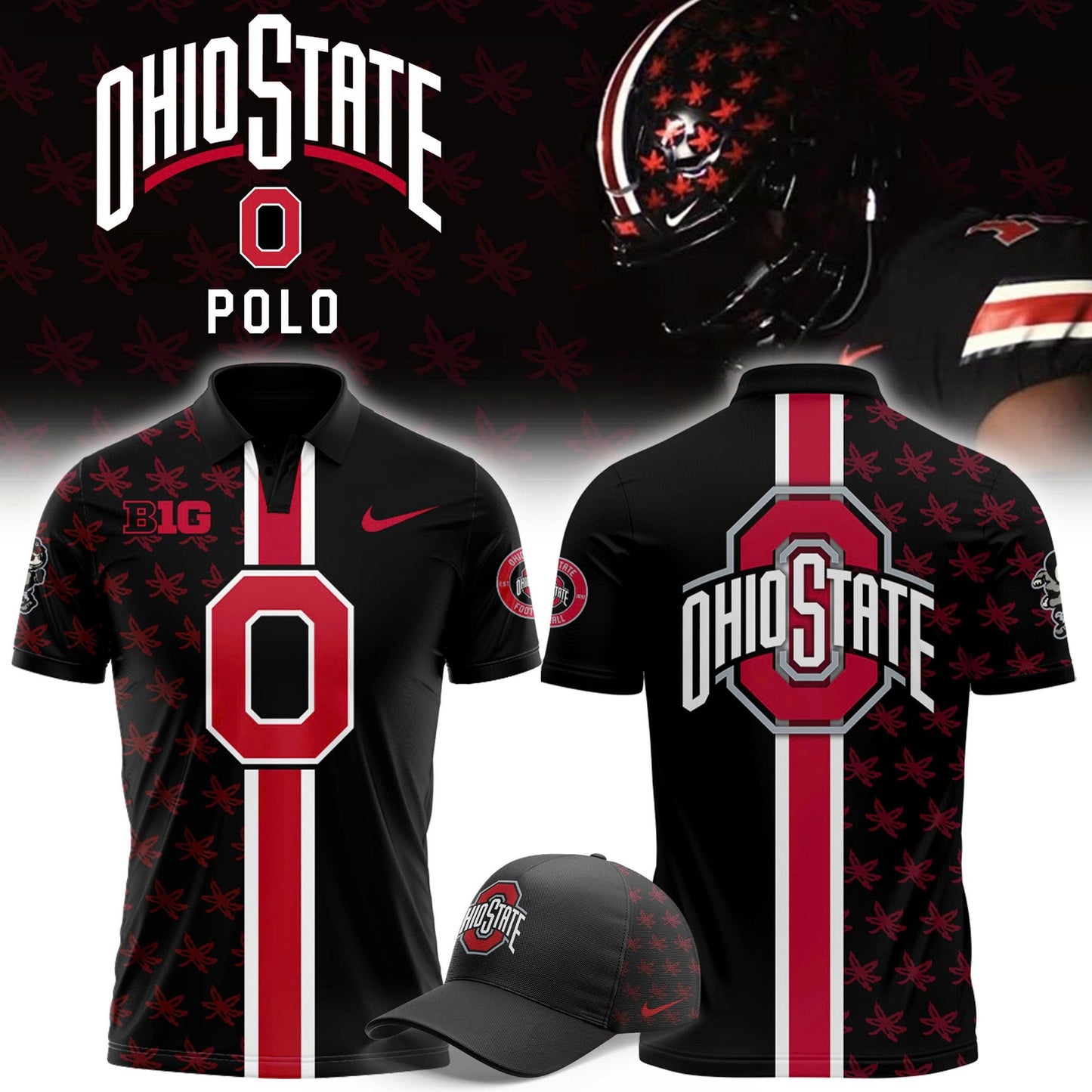 Premium Ohio State Buckeyes Black Polo 2026 Season